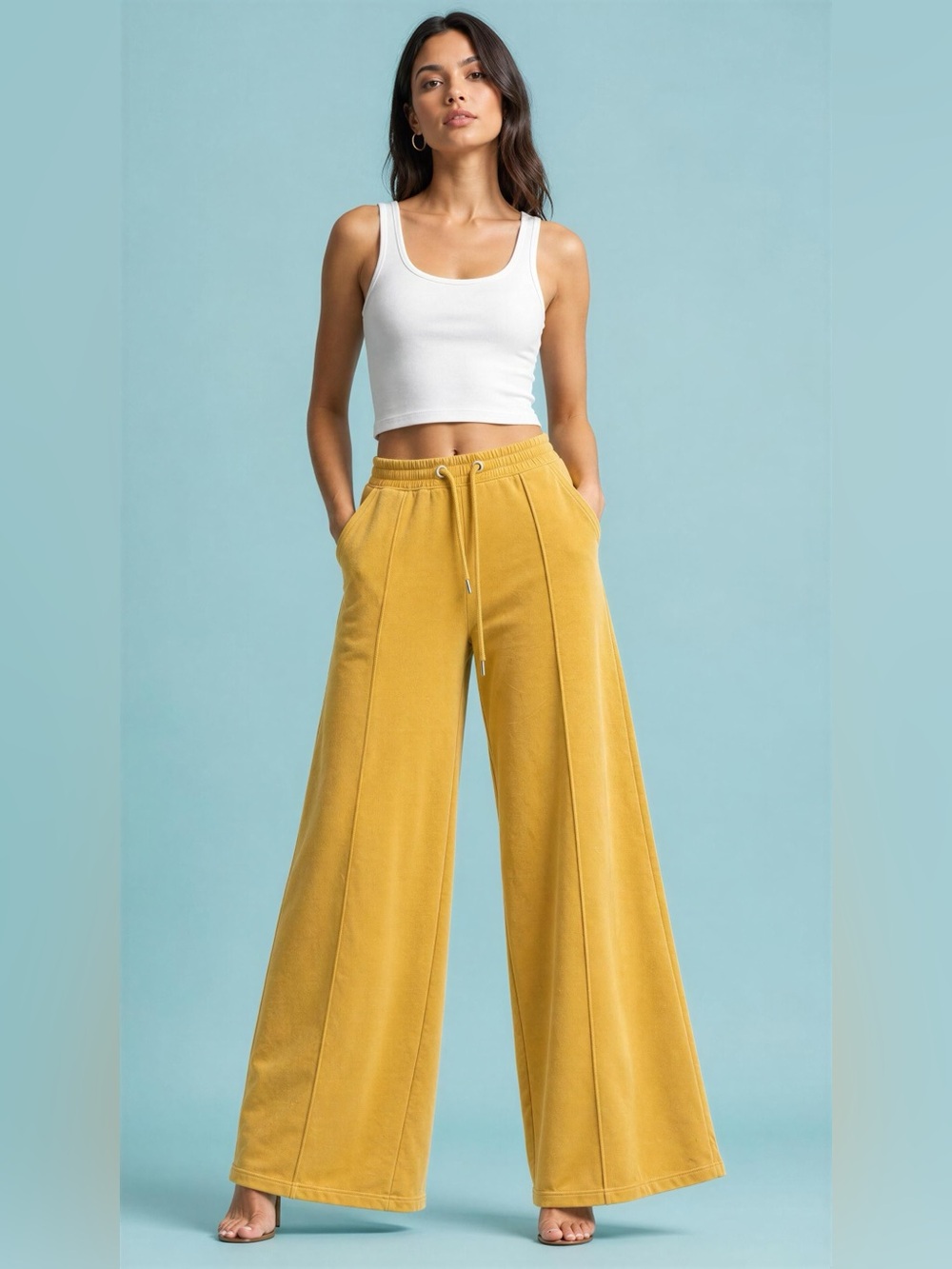 Free People Movement Wide Leg Sweatpants Mustard Yellow Small
